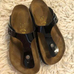 Gorgeous black patent leather sandals